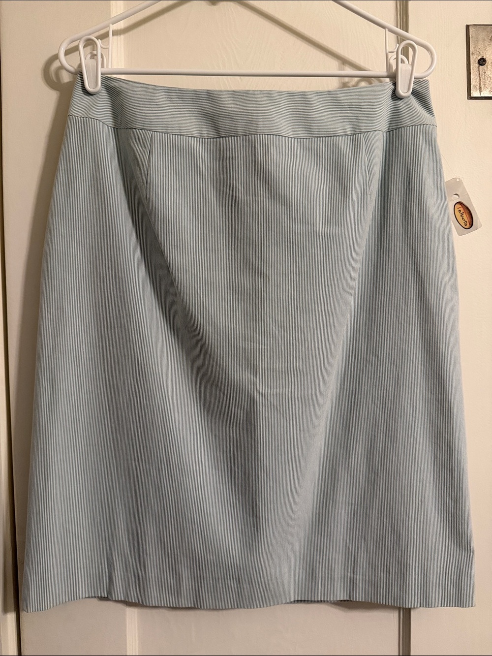 Talbots Skirt, Pinstripe, Cotton/Spandex, Hidden Zip, Back Vent, Summer Classic